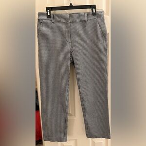 LOFT Black and White Gingham Ankle Pants, Size 6